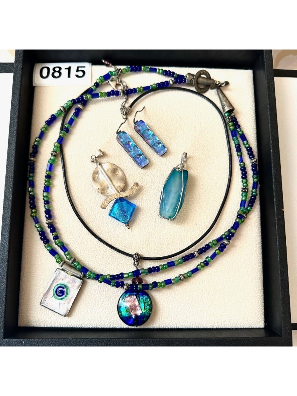 Jewelry Lot Vintage Modern Art Glass Dichroic Glass Necklaces Pendants Earrings